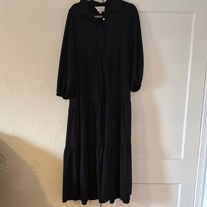 TUCKERNUCK POMANDER BLACK BLACK CREPE MABEL DRESS, L